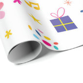 Gefeliciteerd Verjaardags Kat Feestje  Cadeaupapier (Rol Hoek)