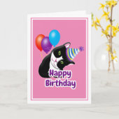 Gefeliciteerd Verjaardags Kat Kaart (Gele Bloem)