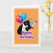 Gefeliciteerd Verjaardags Kat Kaart (Gele Bloem)