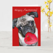 Gefeliciteerd verjaardags pug wenskaart kaart (Gele Bloem)