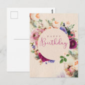 Gefeliciteerd verjaardagsbloemen briefkaart (Voorkant / Achterkant)