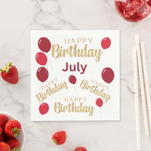 Gefeliciteerd verjaardagsdag juli Papier Napkin Servet (Insitu)