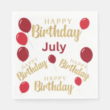 Gefeliciteerd verjaardagsdag juli Papier Napkin