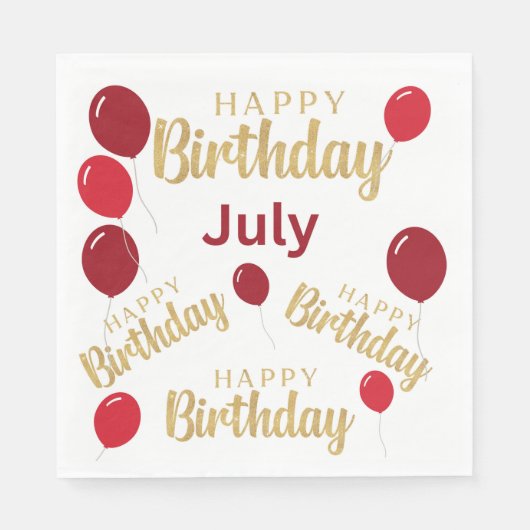 Gefeliciteerd verjaardagsdag juli Papier Napkin Servet (Voorkant)