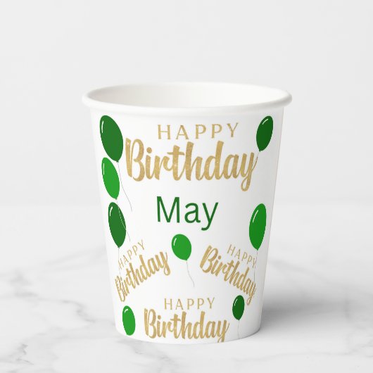 Gefeliciteerd verjaardagsdag van mei papieren bekers (Achterkant)