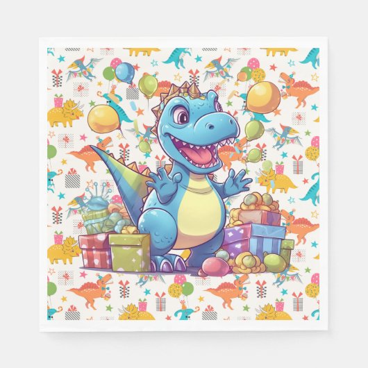 Gefeliciteerd Verjaardagsdinosaurus Servet (Voorkant)