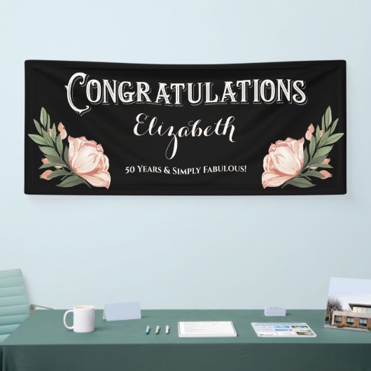 Gefeliciteerd Verjaardagsfeestje Bloembloem Spandoek (Beurs)