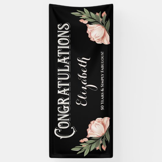 Gefeliciteerd Verjaardagsfeestje Bloembloem Spandoek (Verticaal)