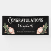 Gefeliciteerd Verjaardagsfeestje Bloembloem Spandoek (Horizontaal)