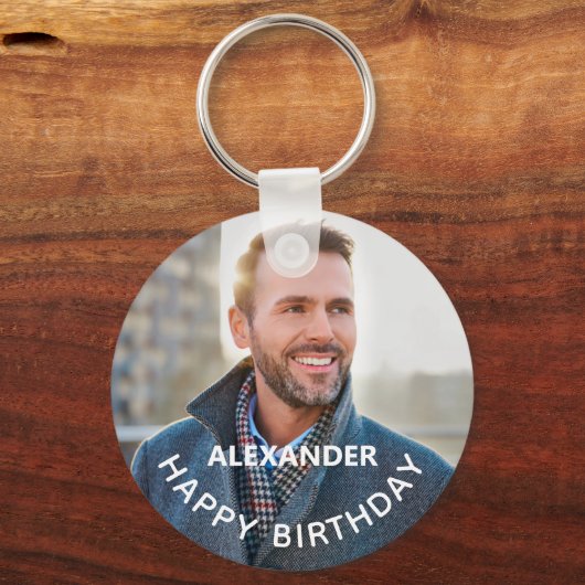 Gefeliciteerd verjaardagsfoto personaliseren sleutelhanger (Voorkant)