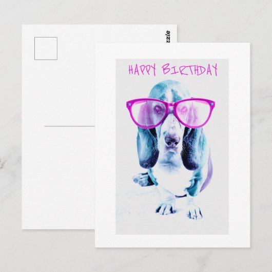 Gefeliciteerd Verjaardagskaart Koele Hond Briefkaart (Voorkant / Achterkant)