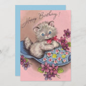  gefeliciteerd verjaardagskat in een dipper feestdagenkaart (Voorkant / Achterkant)