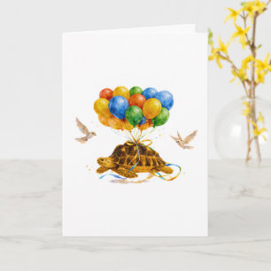 Gefeliciteerd verjaardagsvliegende sulcata-schildp kaart