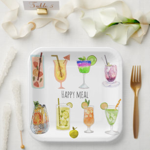 Gefeliciteerd verjaarfeest Unieke cocktail afbeeld Papieren Bordje