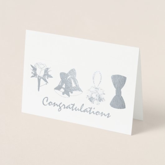 Gefeliciteerd Verloving Bell Flower Bow Folie Kaarten (Voorkant)