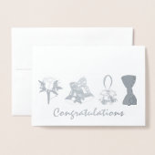 Gefeliciteerd Verloving Bell Flower Bow Folie Kaarten (Voorkant met envelop)