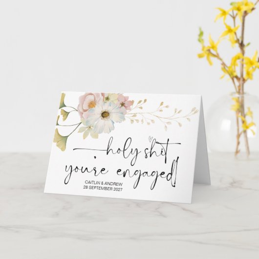 Gefeliciteerd Verloving Bride en Groom Kaart (Gele Bloem)