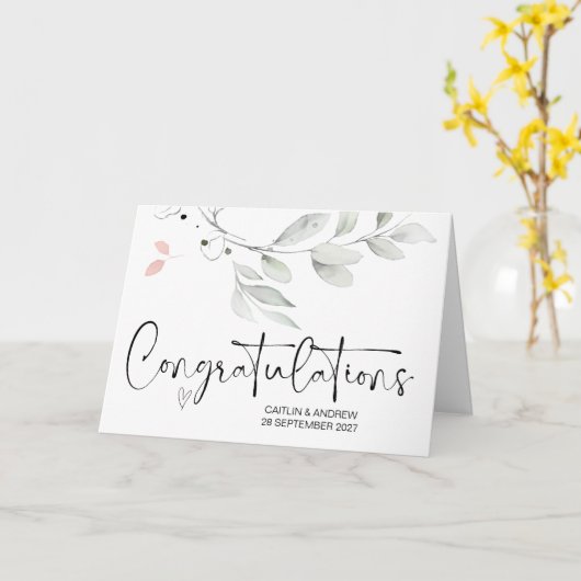 Gefeliciteerd Verloving Bride Groom Car Kaart (Gele Bloem)