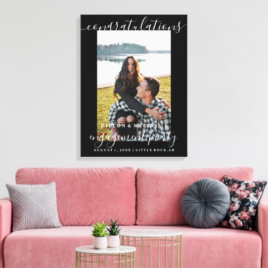 Gefeliciteerd Verloving Foto Couple's Sign Canvas Afdruk (Insitu (Woonkamer))