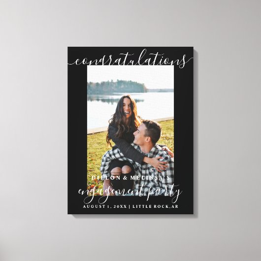 Gefeliciteerd Verloving Foto Couple's Sign Canvas Afdruk (Voorkant)