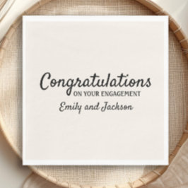 Gefeliciteerd Verloving Script Name Cream White Servet