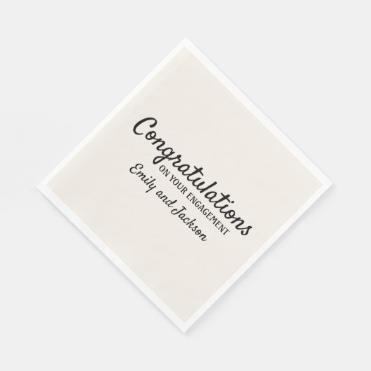 Gefeliciteerd Verloving Script Name Cream White Servet (Hoek)