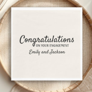 Gefeliciteerd Verlovings Script Naam Crème Wit Servet
