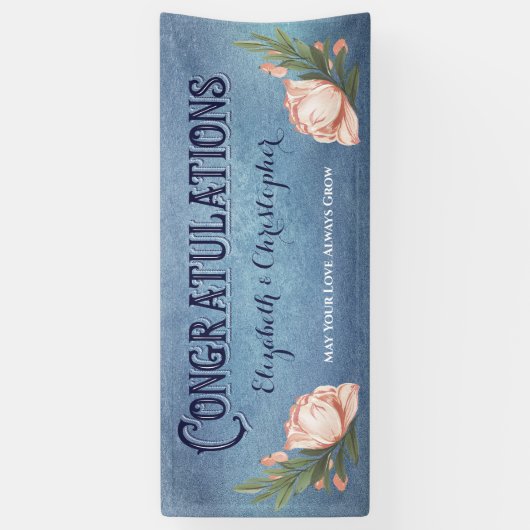 Gefeliciteerd Verlovingsfeest Pink Rose Flowers Spandoek (Verticaal)