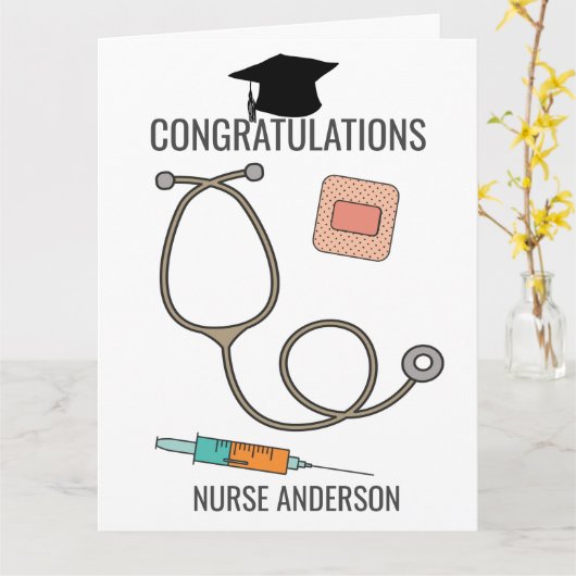 Gefeliciteerd, verpleegkundige Afstuderen 8.5x11 Kaart (Gele Bloem)