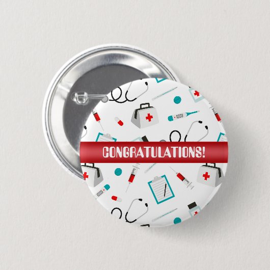 Gefeliciteerd Verpleegkundige apparatenpartijknoop Ronde Button 5,7 Cm (Voorkant /achterkant)