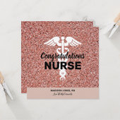 Gefeliciteerd, verpleegkundige Roos Gold Glitter A Kaart (Voorkant / Achterkant in situ)
