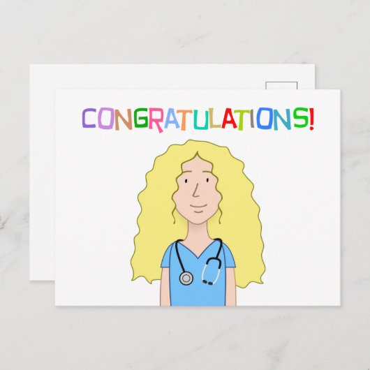 Gefeliciteerd verpleegster briefkaart (Voorkant / Achterkant)