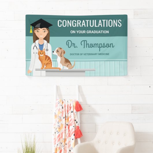 Gefeliciteerd Veterinair Afstuderen DVM Afstuderen Spandoek (Insitu)