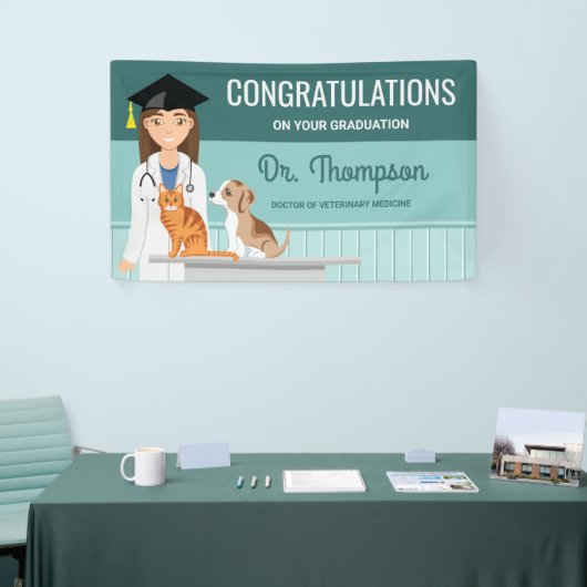 Gefeliciteerd Veterinair Afstuderen DVM Afstuderen Spandoek (Beurs)