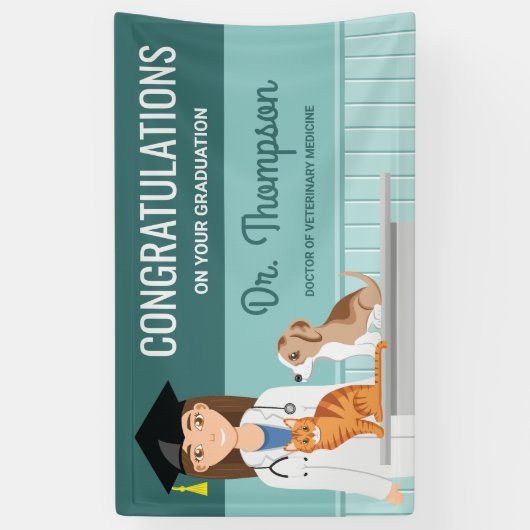 Gefeliciteerd Veterinair Afstuderen DVM Afstuderen Spandoek (Verticaal)