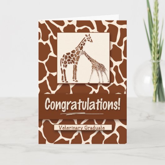 Gefeliciteerd Veterinary Afstuderen Giraffe Print Kaart (Voorkant)
