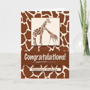 Gefeliciteerd Veterinary Afstuderen Giraffe Print Kaart
