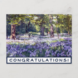 Gefeliciteerd Vintage Paarse Bloemen Briefkaart
