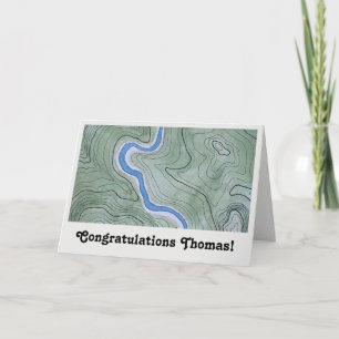 Gefeliciteerd Vintage Watercolor Topo Kaart