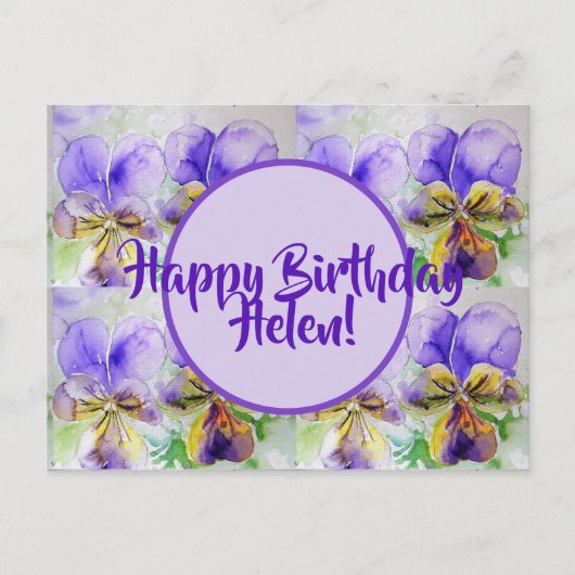 Gefeliciteerd Viola bloemige dames Naamansichtkaar Briefkaart (Voorkant)