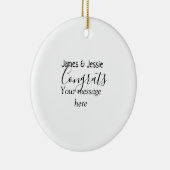 Gefeliciteerd voeg naam bericht huwelijk pasgetrou keramisch ornament (Rechts)