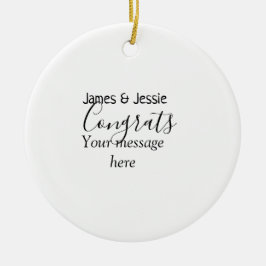 Gefeliciteerd voeg naam bericht huwelijk pasgetrou keramisch ornament