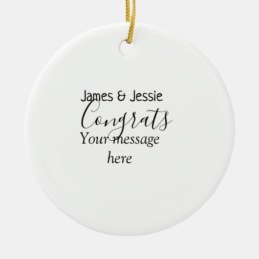 Gefeliciteerd voeg naam bericht huwelijk pasgetrou keramisch ornament (Voorkant)