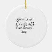 Gefeliciteerd voeg naam bericht huwelijk pasgetrou keramisch ornament (Achterkant)