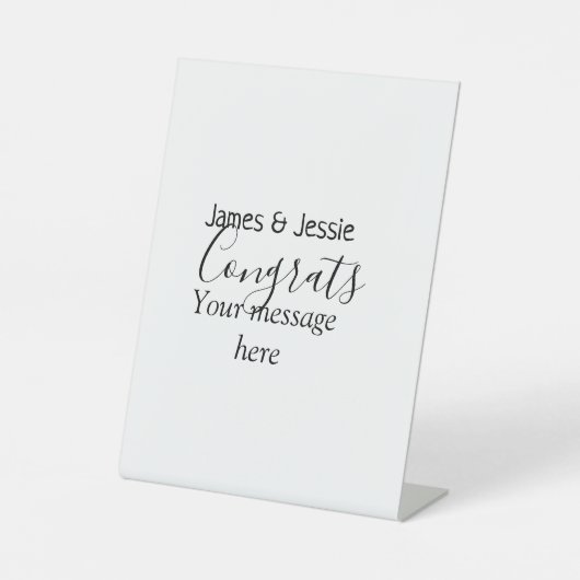 Gefeliciteerd voeg naam bericht huwelijk pasgetrou reclamebord met voetstuk (Voorkant)
