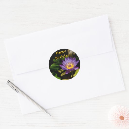 Gefeliciteerd, Waterlelie Ronde Sticker (Envelop)