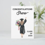 Gefeliciteerd Waterverf Afstuderen Meisje Bloemen (Staand voorkant)