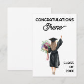 Gefeliciteerd Waterverf Afstuderen Meisje Bloemen (Voorkant / Achterkant)