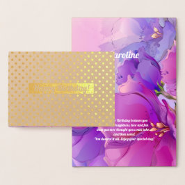 Gefeliciteerd. Waterverf bloemenluxe Folie Kaarten