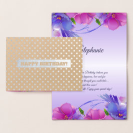Gefeliciteerd. Waterverf bloemenluxe Folie Kaarten